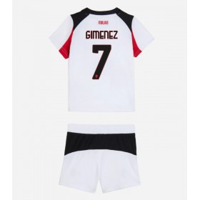 Dětské fotbalový komplet AC Milan Santiago Gimenez #7 Venkovní košile 2025-26 Krátkým Rukávem